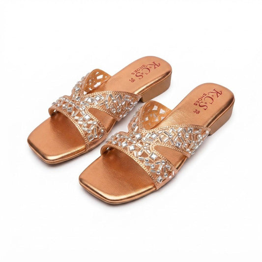 Peach Crystal Flats