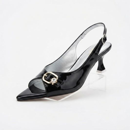 Black Patent Heel Coat Shoe