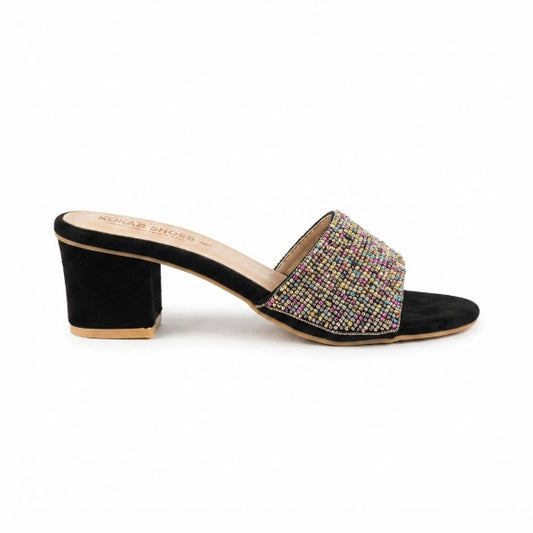 Black Rainbow Beaded Heels