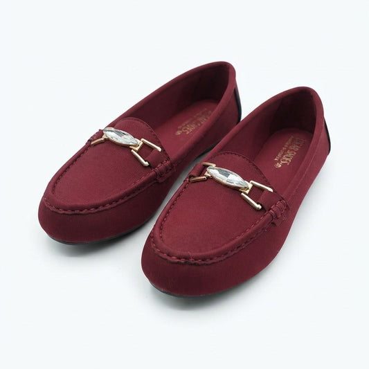 Maroon Embellished Loafers