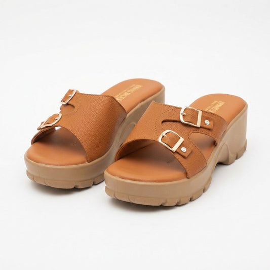 Mustard Dual Buckle Wedge slide
