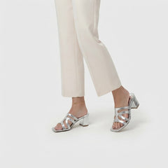 Silver Cutout Block Heel