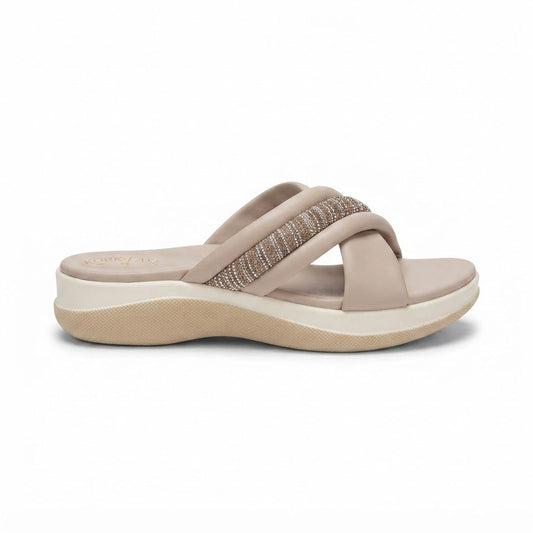 Cream Crisscross Slides